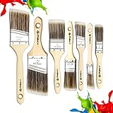 Philorn Malerpinsel 7er Set - Pinselset, Lackierpinsel Lasurpinsel Flachpinsel Set, Premium Pinselset mit Holzgriff, Professioneller Zierpinsel in Verschiedenen Größen, für Wand, Holz, Möbel, Hauser