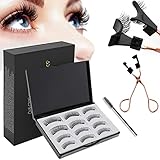 Magnetische Wimpern,3D Falsche Wimpern,Magnet Wimpern ohne Eyeliner,Künstliche Wimpern Magnetisch Set,Wiederverwendbare Natürliche Wimpern,Magnetic Eyelashes Kit mit Pinzette, Kein Klebe