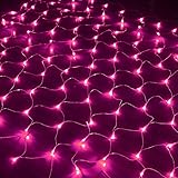 CRAFM Lichterketten IP44 Wasserdicht Deko LED Lichterkettenvorhang mit 8 Modi, Lichternetz für Weihnachten, Partydekoration,Innenbeleuchtung Pink 8 * 10m