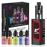 Kupbox E Zigarette Starter Set mit 5x10ml E liquid Ohne Nikotin 80W E Shisha Dark Rider E zigarette mit 0.5Ohm 2ml Verdampfer Tank, 2000mah Akku Kit und Regelbare Watt LED Bildschirm - Rot