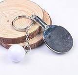 Tischtennis mit Ball Tischtennisschläger in schwarz und Ball Schlüsselanhänger Ping Pong Metall | Geschenk | Männer | Herren | Kinder | Jungen | Schläger | Sport | schwarz