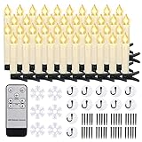 ZIYOUDOLI 20/30/40er LED Weihnachtskerzen, Fernbedienung Timer Flackernde Dimmbar, Christbaumkerzen Kabellose Weihnachtsbaumkerzen für Weihnachtsbaum Lichterkette Weihnachtsdeko Hochzeit(40stk)