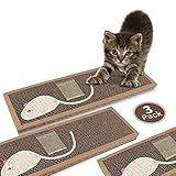 Nobleza - 3 Stück Kratzbrett für Katzen mit Sisal Spiel Kätzchenkratzer Wellpappe mit kostenloser Katzenminze, 38 * 12.5 * 1.8 cm