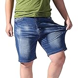 Herren Jeans Shorts Sommer Lässige Jeanshose mit elastischer Taille, Kordelzug und Taschen Plus Size Cargohose(4XL,Blau)