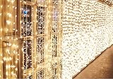 600 LEDs Lichterkette 6m * 3m IDESION 8 Betriebsarten LED Lichtervorhang für Innenausstattung Außenbereich Schlafzimmer Hochzeit Weihnachten Party (Warmweiß)