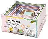 folia 3119 - Pappboxen im Eckig Design, in Pastellfarben, 12 Stück, in verschiedenen Größen, schöne Geschenkverpackung zum individuellen Dekorieren und Gestalten, ideal für jeden Anlass