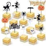 Halloween Kuchenaufsätze,100 Stück Halloween Cupcake Toppers, Halloween Kuchendekoration, Muffin Deko,Halloween Picks, Halloween Kuchenaufstecker Muster, Kürbis kuchendeko Picks für Halloween Deko