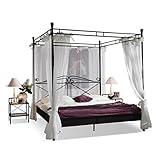 Junado Himmelbett Venezia Metallbett 180x200 cm, inklusive Stoffhimmel, Verspieltes Design, Schwarz, Doppel