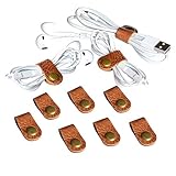 CAILLU Kabel-Organizer, Kabel-Halter, 10 Stück, Kabel-Clips, Leder, Kabel-Organizer, USB-Halter, Kabel-Organizer, Kabel-Organizer, Kabel-Organizer, Kabelbinder