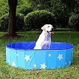 Maritown Hund Paddling Pool Große Medium Klein 3 Größen, Faltbarer Haustier und Kinder Schwimmbad Badewanne Tragbare Outdoor Dog Dusche Kinder Sandkippen