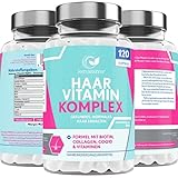 Haar Vitamin Komplex - Nahrungsergänzung für Haarwachstum mit Biotin, Meereskollagen, Schachtelhalm-Extrakt, CoQ10, Selen und Vitamin D3, für gesundes Haar, Haut & Nägel