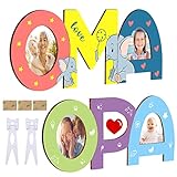 Opa OMA Geschenk Enkel, 2 Stück Bastelset Holz mit Standhilfe Kleine Geschenke für Opa und Oma Holznamen bemalen und Fotos ankleben für Opa and Oma