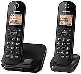 Panasonic KX-TGC41 Digitales schnurloses Telefon mit störender Anrufsperre, Freisprecheinrichtung und Anrufwarten, Schwarz, 2 Stück