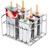 KITZINI Eis am Stiel-Formen aus Edelstahl BPA-frei & umweltfreundlich Wassereis Set, 6 Speiseeisformen mit Auslaufsichere Silikondichtungen, Popsicle