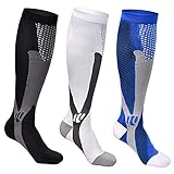 Funkprofi Kompressionsstrümpfe Herren Damen Kompressionssocken Lange Stützstrümpfe Abgestufte Compression Socks 3 Paar Laufstrümpfe für Joggen, Sport, Laufen, Flug, Wandern, Reisen, Radsport