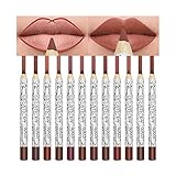 Allbestaye Lipliner Set,12pcs/Set Rot Matt Konturenstifte Lippenstifte Wasserfest Make-up Kit Lip liner Pencil (classic A)