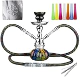 HOOWA 30cm Premium 2 Schläuchen Shisha Komplettset Mini Kürbis Shisha Glasvase (rainbow)