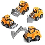 Baby Spielzeugauto Bagger Konstruktionsfahrzeuge 4 in 1 einem Set für Kinder ab 1 2 3 4 5 6 7 8Jahre, Bagger, Bulldozer, Gabelstapler, Straßenwalzen Spielzeugautos Geschenke für Jungen und Mädche