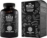 NATURE LOVE® Bio Maca Kapseln (schwarz) - 3000mg Bio Maca je Tagesdosis. 180 Kapseln. Mit natürlichem Vitamin C. Ohne Magnesiumstearat. Zertifiziert Bio, hochdosiert, vegan, deutsche Produktion