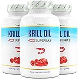 Krill Öl - 360 Kapseln - Markenrohstoff: Superba Antarktis Krillöl - Reich an EPA + DHA + Astaxanthin + Phospholipide + Omega 3 Fettsäuren - Aus nachhaltigem Anbau - (3x120=360)