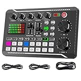 JUJNE Audio-Mixer, Live-Soundkarte und Audio-Schnittstelle mit DJ-Mixer-Effekten und Sprachwechsel, Podcast-Produktionsstudio