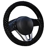 Staccatory Winter Auto Lenkradbezug/Universal Soft Warm PlÜSchbezÜGe FÜR Lenkung Frauen Männer Mädchen Auto Innenraum Schwarz