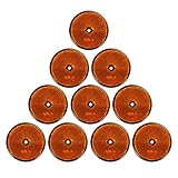 Qiping 10 Pcs Orange Rund Rückstrahler, Gelb Katzenauge Reflektor mit 10 Installieren Schraube für PKW, Anhänger, LKW, Wohnwagen, Traktor, Motorrad