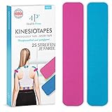 Health Press Kinesiotapes - 50 Kinesiologie Tape Streifen Precut Blau + Rosa (25cm x 5cm) Kinesiotape - Profi Physio Tape und Sporttape - Hautfreundliche Tapes DERMATEST: SEHR GUT