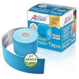 AKTIMED Tape PLUS Kinesiologie Tape – Sporttape mit pflanzlichem Extrakt Arnica D6* – patentiertes Physiotape Dermatest „sehr gut“ – Kinesiologie Tapes elastisch & wasserfest (hellblau)