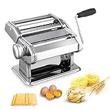 Nudelmaschine Pasta Maker Edelstahl Frische Manuell Pasta Walze Maschine Cutter mit Klemme für Spaghetti Nudeln Lasagne Bestes Pastamaschine Nudel Maschine Geschenk, Einfache Reinigung und Verwendung