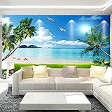 3D Fototapete Selbstklebend Wandkunst Blauer Himmel Strand Kokospalme Landschaft Wand Fotokunst Wandposter Dekorative Wandaufkleber Abziehen Und Kleben Abnehmbarer Wandhintergrund Für W 250 x 175 cm