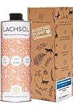 Wolfsbacher Natur Lachsöl für Hunde mit Omega 3 & 6 I 1 Liter norwegisches, natürliches Lachs-Öl aus Atlantik-Meer-Lachs I Hochdosiertes Ergänzungsmittel für Hunde