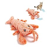 PetTec interaktiver beweglicher Hummer | Katzenspielzeug elektrisch mit Katzenminze | Katzen Beschäftigung/Cat Toy/Cat Fish, waschbares Plüschtier für Katzen mit Minzekissen, inkl. USB-Kabel