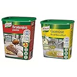 Knorr Bratenjus pastös (vielseitig anwendbar als klarer Bratensaft, Bratensoße und braune Soße) 1 x 0,4 kg & Gemüse Kraftbouillon (Gemüsebrühe mit Suppengrün, rein pflanzlich, vegan) 1 x 1 kg