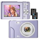 Digitalkamera 1080P HD Kompaktkamera 36 Megapixel Mini-Videokamera 2,4' LCD Digitalkamera Wiederaufladbare Fotokamera mit 16X Digitalzoom für Studenten/Erwachsene/Kinder/Anfänger (Bläulich Lila)