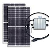 Balkonkraftwerk 600W Set mit 2x380W (760W) Solarpanel und Deye Mikrowechselrichter Sun600G3 mit Wifi. 230V Plug'n'Play Solaranlage/Balkonanlage für Steckdose