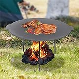 3 Beinen Grillplatte Antihaft Gusseisen BBQ Pfanne Runder Dutch-Oven Ständer Gusseiserne Grillpfanne Dreibein Grillzubehör Bratpfanne Camping Feuerstelle Garten