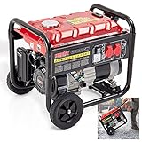 HECHT Notstromaggregat – 3000W– Stromaggregat mit Fahrwerk – 7,0 PS Benzin 4-Takt Motor – 2x 230V – 1x 12V – Ölmangelschutz – 15 l Tank – Tankanzeige – Stromerzeuger für mobile Stromversorgung