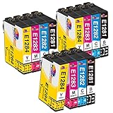 Clorisun T1285 Druckerpatronen für Epson T1281 T1282 T1283 1284 T1285 Schwarz Cyan Magenta Gelb für Epson Stylus Office BX305F SX235W SX420W SX130 SX440W BX305FW Plus SX425W SX430W SX445W(12er Pack)