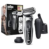 Braun Series 7 Rasierer Herren mit 360° Anpassung, Elektrorasierer & Präzisionstrimmer, Reinigungsstation, AutoSense, Wet & Dry, EasyClick Funktion, 70-S7200cc, silber