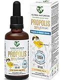 GLOBAL NATUREON® Propolis-in-Wasser-Lösung Extrakt 30% Tinktur 15000 MG(50 ml) Polyphenolen, Flavonoiden und Bioflavonoiden, Terpene, 100% natürlich, alkoholfrei, 185x höhere Bioverfügbarkeit