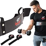 ARMAGEDDON SPORTS Bizeps Isolator Arm Blaster Curl + Bonus Premium Lifting Straps, Trizeps Isolation Bizepstrainer Fitness Maschine Support Training