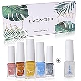 LACOMCHIR Glitzer Nagellack Schnelltrocknend Set - Nail Polish Glitter Set 5 Farben und Base&Top Coat Glizer Peel off Nagellack-Set Geschenk für Muttertag