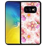 Samsung Galaxy S10e Hülle Pink Flowers (5) Black Bumper Anti-Rutsch Stoßfeste Hülle kompatibel für Samsung Galaxy S10e