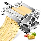 Tobeelec Nudelmaschine Manuell Pastamaker,150 Rolle mit Edelstahl Pasta Maschinen,9 Einstellbare Dickeneinstellungen Noodle Maschinel für Spaghetti, Nudeln, Lasagne und Knödelteig