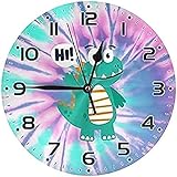 Batteriebetriebene Wanduhr Stumm Tie Dye Dinosaurier Kinder Wanduhr 12 Zoll Leise Nicht Ticken Leicht Zu Lesen Kinder Wanduhr Jungen Mädchen Dekorativ Für Kinderzimmer Badezimmer Spielzimmer Kinderzim