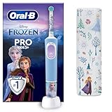 Oral-B Pro Kids Frozen Elektrische Zahnbürste/Electric Toothbrush, Kinder ab 3 Jahren, inkl. Sensitiv+ Modus für Zahnpflege, extra weiche Borsten, 1 Aufsteckbürste, 1 Reiseetui, 4 Sticker, Blau/Lila