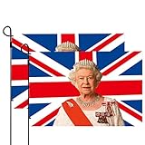 Dubee Elizabeth II Autoflaggen,2 x Polyester-Autofensterflagge zur Trauer um den Tod der Königin von England - Vereinigtes Königreich Großbritannien Autofahne mit Stange zur Trauer um die Königin