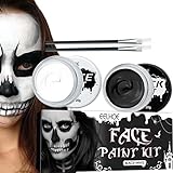 tacery Halloween-Schminkfarbe - Face Body Paint Set Schwarz-Weiß-Farben - Cosplay-Party-Accessoires Black & White Safe Facepaint Kit