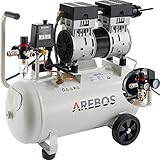 Arebos Flüsterkompressor 800W | Druckluft Kompressor 24 Liter | Ölfrei | Euro Schnellkupplung | Druckluftkompressor 8 bar | Luftkompressor 24l